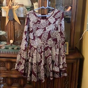 Burgundy/white long sleeve Ecote dress size 8